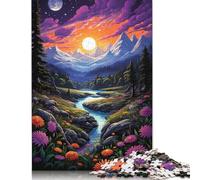 Puzzle de Paysage Fantastique psychédélique coloré, décoration d'intérieur Unique, Puzzle en Carton 100% recyclé pour garçon ou Fille, Cadeaux d'halloween, 1000 pièces (38 x 26 cm)