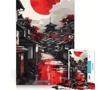 Puzzle de Paysage Japonais Rouge pour Adultes, 1000 pièces, Casse-tête, Loisirs Domicile, Image Assembler, Cadeau d'anniversaire (38x26cm)