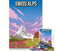 Puzzle de Paysage Pixel Art des Alpes suisses pour Adultes, 1000 pièces, défilement Difficile, développement cérébral, Divertissement paisible, Assemblage Propre, (38x52cm)