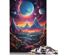 Puzzle de Paysage planétaire psychédélique coloré, Jouets de décompression, Puzzle rectangulaire en Papier pour Enfants et Adultes, Cadeaux de Noël, 1000 pièces (38 x 26 cm)