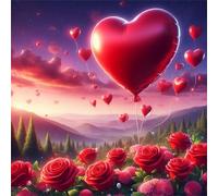 Puzzle de Paysage Romantique de Roses Rouges pour Adultes,120 pièces,20x20 cm Puzzle de Bricolage Artistique pour Décoration de la Maison, Jeu éducatif Challenge Toy Puzzles pour Adultes