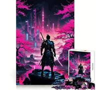 Puzzle de Paysage Urbain Cyberpunk samouraï pour Adolescents, 1000 pièces, Jouet Anti-Stress, Bords tranchants, Cadeau d'anniversaire (50x75cm)