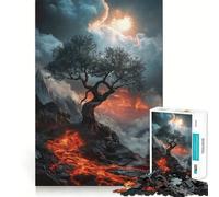 Puzzle de Paysage volcanique avec Arbre 1000 pièces Jeu de Concentration mentale Découpe de précision Bords Lisses Jeu de Construction de Liens significatifs (50x75cm)