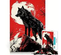 Puzzle de Paysage Wolf Red,1000 pièces,Jeu de réflexion de qualité supérieure découpé au Laser,Exercice Mental Calme à Faire à la Maison (50x75cm)
