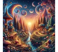 Puzzle de Paysages de Contes de fées pour Adultes,120 pièces,20x20 cm Puzzle de Bricolage Artistique pour Décoration de la Maison, Jeu éducatif Challenge Toy Puzzles pour Adultes