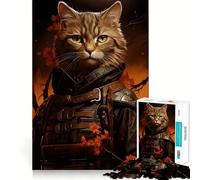 Puzzle de Peinture Chat Guerrier pour Adolescents,1000 pièces,Jeu Stimulant l'esprit,Assemblage sécurisé et Solide,activité de Partage en Famille (38x52cm)