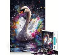 Puzzle de Peinture de Cygne pour Adultes, 1000 pièces, Jeu de réflexion Stimulant, apaisement de l'esprit, Collection d'œuvres d'art aux Contours Nets 50x75cm