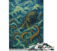 Puzzle de Peinture de Pieuvre dans l'océan tourbillonnant pour Adultes et Puzzles en Papier de 1000 pièces pour Adultes Puzzles pour Cadeaux de Noël 1000 pièces (38x26cm)