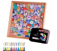 Puzzle de peinture en bois avec petits chatons, ensemble de puzzle de chat de dessin animé avec cadre photo, kit de peinture 3D pour enfants et adultes, pour enfants, filles, maison, voyage, chambre à