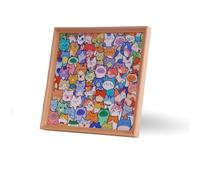 Puzzle de peinture en bois avec petits chatons, ensemble de puzzle de chat de dessin animé avec cadre photo, kit de peinture 3D pour enfants et adultes, pour enfants, filles, maison, voyage, chambre à