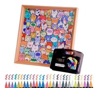 Puzzle de peinture en bois avec petits chatons, ensemble de puzzle de chat de dessin animé avec cadre photo, kit de peinture 3D pour enfants et adultes, pour enfants, filles, maison, voyage, chambre à