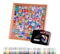 Puzzle de peinture en bois avec petits chatons, ensemble de puzzle de chat de dessin animé avec cadre photo, kit de peinture 3D pour enfants et adultes, pour enfants, filles, maison, voyage, chambre à