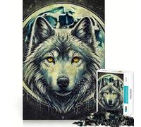 Puzzle de Peinture Wolf Dark Aesthetic Moon pour Adultes,1000 pièces,pour stimuler la Concentration,Amusant,de Taille Uniforme,pièces précises,activité de Partage pour Les Proches (38x26cm)
