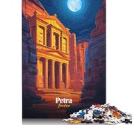 Puzzle de Petra, Jordanie, Vue Nocturne, Puzzle rectangulaire en Papier, pour garçon ou Fille, Cadeau de Noël, 1 000 pièces (75 x 50 cm)