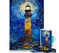 Puzzle de Phare en vitrail, 1000 pièces, Difficile, pour Adultes 38x26cm Idéal pour stimuler la mémoire, apaiser et s'évader