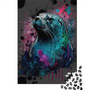 Puzzle de phoques colorés, défi Difficile, Puzzle en Carton 100% recyclé pour Adultes et Adolescents, Cadeaux d'halloween, 300 pièces (40 x 28 cm)