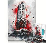 Puzzle de Pierres runiques Vikings 1000 pièces,Jeu de réflexion créatif,pièces Robustes et découpées avec précision,idéal pour Les Voyages (38x26cm)