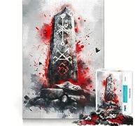 Puzzle de Pierres runiques Vikings pour Adultes 1000 pièces Jeu de mémoire et de réflexion Découpe Fine Finition Premium Un Moyen captivant de Passer Le Temps (50x75cm)