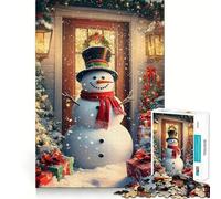 Puzzle de Porte de Noël Bonhomme de Neige pour Adolescents, 1000 pièces, Jeu de logique Transparent, Plaisir Lent, découpe Parfaite, Surprise d'anniversaire (38x52cm)