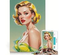 Puzzle de Portraits de pin-up aux Cheveux Jaunes pour Adultes,1000 pièces,pour stimuler la Concentration,Amusant,Taille Uniforme,pièces précises,activité de Partage et de complicité avec Les Proches