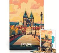 Puzzle de Prague pour Adolescents, 1000 pièces, Jouet Intelligent et apaisant, découpe Facile, 50x75cm