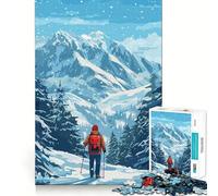 Puzzle de randonnée hivernale en Montagne pour Adolescents 1000 pièces Jeu Stimulant l'esprit Assemblage Solide et sécurisé Activité de Partage en Famille (38x52cm)