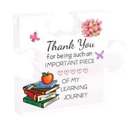 Puzzle de remerciement pour enseignants en acrylique - Cadeau d'amour pour les enseignants et les éducateurs - Cœur décoratif gravé comme souvenir - Presse-papier personnel pour bureau - Idée cadeau