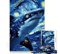 Puzzle de Requin Nuit étoilée, 1000 pièces, Difficile, pour Adultes Reconnaissance améliorée, Doux et Relaxant, découpe Nette, Cadeau Unique 38x52cm