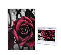 Puzzle de roses gothiques pour adultes de 1000 pièces, puzzle en bois à partir de photos, casse-tête stimulant, parfait pour les soirées de jeu, décoration de la maison, cadeau pour les vacances et