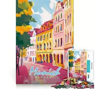 Puzzle de Rue de Munich pour Adolescents, 1000 pièces, pour stimuler la mémoire, se détendre et s'amuser, Un Cadeau Exquis (38x26cm)