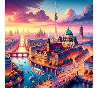 Puzzle de Rue du Château de la Ville pour Adultes,35 pièces,12x12 cm Puzzle de Bricolage Artistique pour Décoration de la Maison, Jeu éducatif Challenge Toy Puzzles pour Adultes