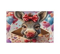 Puzzle de Saint-Valentin âne pour adultes de 1000 pièces, lettres d'amour amoureux des animaux, décorations imprimées pour fête de divertissement