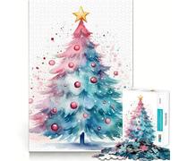 Puzzle de Sapin de Noël Aquarelle pour Adultes,1000 pièces,Jeu Stimulant la réflexion,Structure à emboîtement précise,Facile à Apprendre,pour Le Plaisir de Toute la Famille (50x75cm)