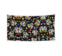 Puzzle de sensibilisation à l'autisme - Bannière colorée avec imprimé cœur pour décoration de fête, anniversaire, Halloween et anniversaire de mariage