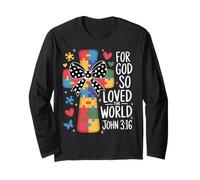 Puzzle de Sensibilisation à l'Autisme Croix Jean 3:16 Verse biblique Manche Longue