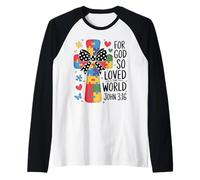 Puzzle de Sensibilisation à l'Autisme Croix Jean 3:16 Verse biblique Manche Raglan