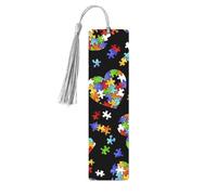 Puzzle de sensibilisation à l'autisme - En forme de cœur - En bois - Pour les amateurs de livres - Pompons - Accessoires de lecture - Club de fête