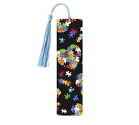 Puzzle de sensibilisation à l'autisme - En forme de cœur - En bois - Pour les amateurs de livres - Pompons - Accessoires de lecture - Club de fête