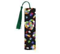 Puzzle de sensibilisation à l'autisme - En forme de cœur - En bois - Pour les amateurs de livres - Pompons - Accessoires de lecture - Club de fête