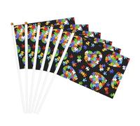 Puzzle de sensibilisation à l'autisme - Imprimé cœur - Drapeau double face - Drapeaux double face - Décoration d'intérieur