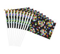 Puzzle de sensibilisation à l'autisme - Imprimé cœur - Drapeau double face - Drapeaux double face - Décoration d'intérieur