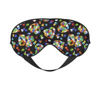 Puzzle de sensibilisation à l'autisme, imprimé cœur, polyvalent, masque pour les yeux doux, réversible, pour la méditation et le voyage, masque pour les yeux unisexe