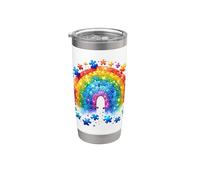 Puzzle de sensibilisation à l'autisme - Inspiration arc-en-ciel Gobelet isotherme en acier inoxydable double paroi