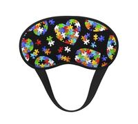 Puzzle de sensibilisation à l'autisme - Masque de sommeil en forme de cœur pour adultes - Masque occultant confortable pour les yeux - Bloque la lumière pour les voyages, le yoga
