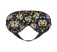 Puzzle de sensibilisation à l'autisme - Masque de sommeil réglable et confortable - Couverture douce pour les yeux - Réversible
