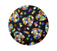Puzzle de sensibilisation à l'autisme, motif cœur, 6 cm, badge rond en fer blanc imprimé sur un seul côté, parfait pour décoration de style personnel et cadeau, taille unique, Métal