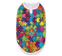 Puzzle de Sensibilisation à l'Autisme Vêtements pour Chiens et Chats T-Shirt d'été Gilet Graphique Débardeur sans Manches pour Animaux de Compagnie