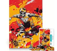 Puzzle de Skateur à tête de Mort pour Adolescents, 1000 pièces, Jouet de logique Fine, Passe-Temps Calme, pièce de Collection Artistique aux Bords Nets 38x52cm