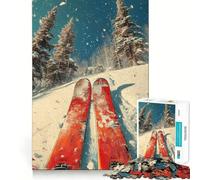 Puzzle de Ski Vintage 1000 pièces pour Adolescents, Jouet Intelligent et Amusant, Cadeau de Noël idéal 38x26cm