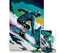 Puzzle de Ski Vintage pour Adolescents, 1000 pièces, Jeu de logique Fine, Passe-Temps Calme, Collection d'œuvres d'art aux Bords Nets 50x75cm